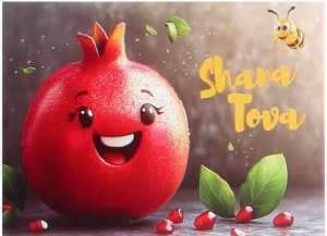 Picture of Rosh Hashanah Greeting Card Pomegranate Design 5 Pack